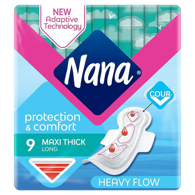 Serviettes hygiéniques Nana - Maxi Long/Super avec ailettes - prix Cameroun