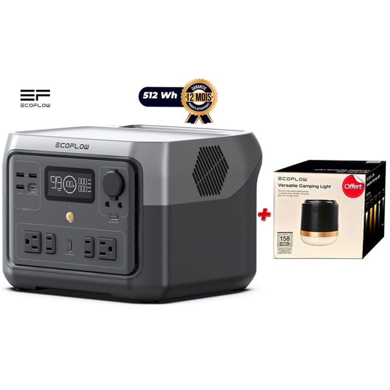 Station énergie portable EcoFlow RIVER 2 Max 512Wh + Lampe de camping polyvalente EcoFlow Offerte