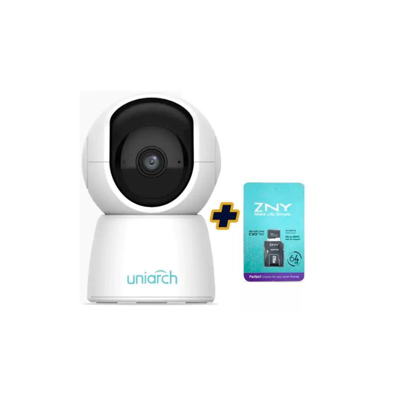 Caméra de surveillance intelligente HD Prix en fcfa - Uniarch Uho-S2E - 2Mp/360° - Accès à distance + Carte Mémoire ZNY de 64Go Offerte| Glotelho Cameroun