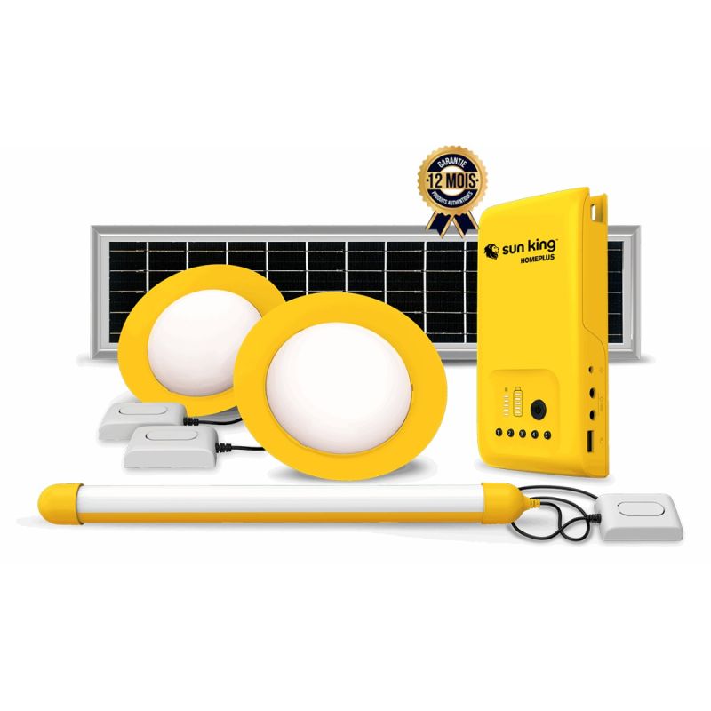 Système d'Éclairage Solaire Domestique SUN KING HomePlus, 03 lampes, garantie 1 an, prix Cameroun. 