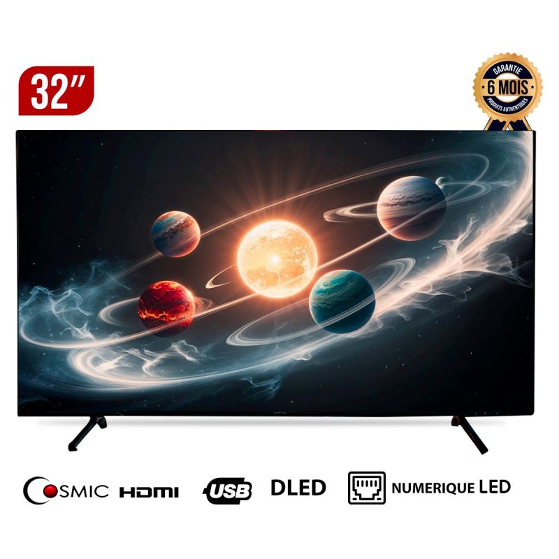 Téléviseur LED COSMIC CF-32T2 - 32 Pouces (80 cm), HDMI, DLED, USB, garantie 6 mois sur Glotelho Cameroun. 