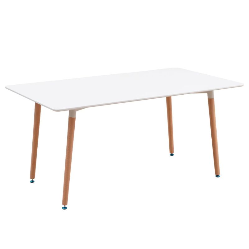 Table Rectangulaire de Salle à Manger SCANDI – 120 x 80 x 75 cm (4 à 6 places) – Modèle HB263050 – Blanc & Bois Massif de Hêtre