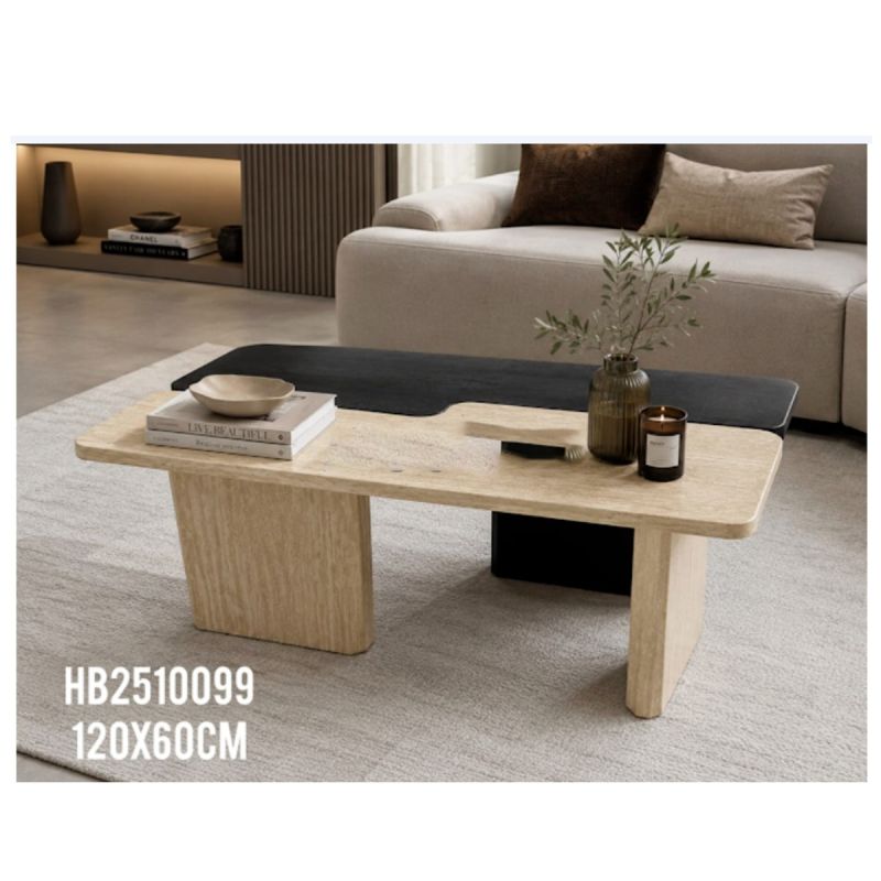 Table Basse 2 en 1 – 120 × 60 × 46 cm – Marron/Noir – HB2510099 – Livrée non montée