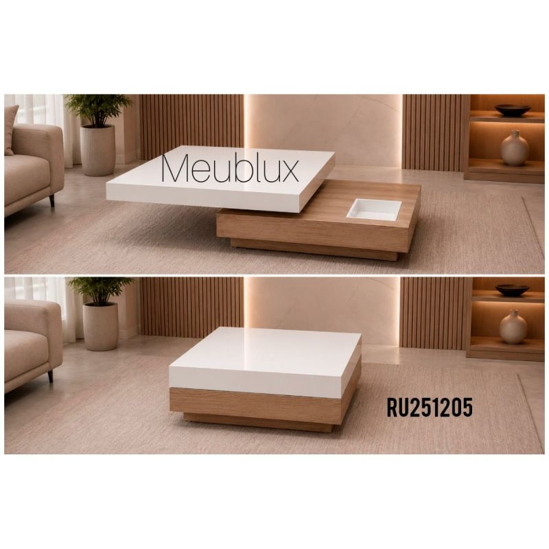Table Basse LEYA  - RU251205 - 60x60 cm - Blanc/Marron