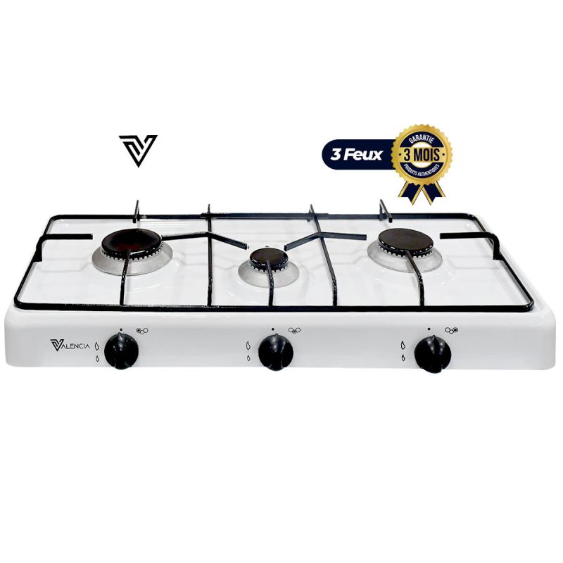 Table de cuisson à gaz Valencia 3 feux prix Cameroun chez Glotelho