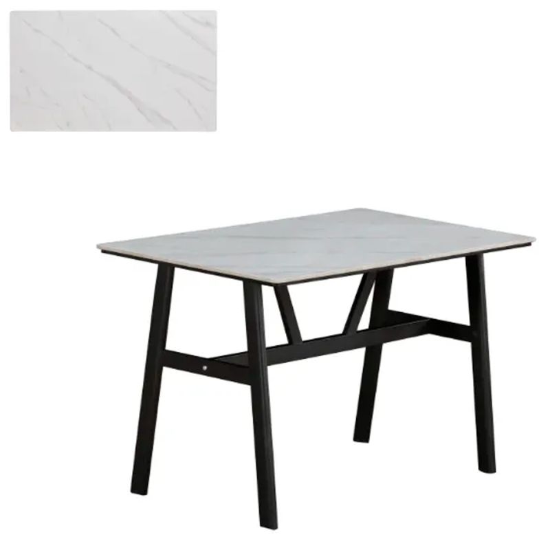 Table de Salle à Manger Moderne 1200 x 700 mm - Avec Plateau Effet Marbre et 4 Chaises - HB2510147