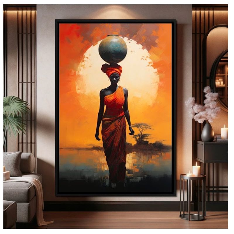 Tableau décoratif - Pofal - Ambre équilibre horizon - Toile ultra hd - Cadre en bois 3 cm - Anti-uv