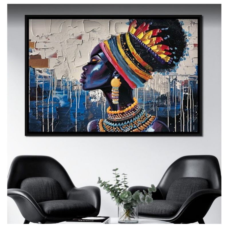 Tableau Décoratif - POFAL - Rêves de Saphir d'Afrique - Toile Ultra HD - Cadre Bois 3 cm - Anti-UV