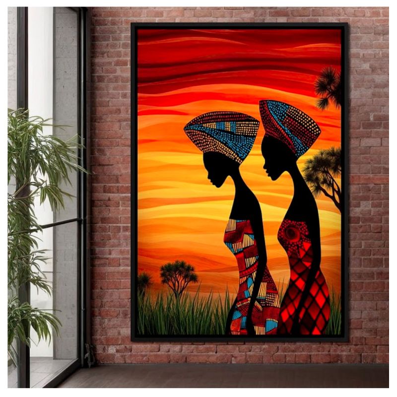 Tableau Décoratif Les Sœurs de la Savane, Toile Ultra HD, vendu sur Glotelho Cameroun.