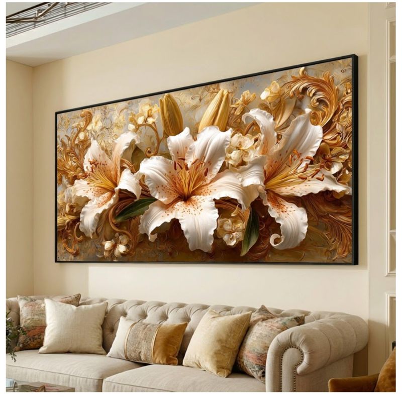 Tableau Décoratif – Lys Blanc – Toile Effet 3D