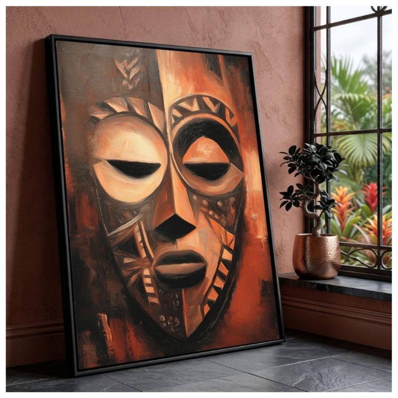 Tableau Décoratif – Masque Africain 1 – Toile Multicolore Effet 3D