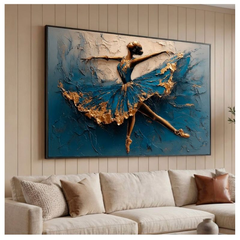 Tableau Décoratif multicolore - Danseuse de ballet - Toile Effet 3D avec Cadre en Bois