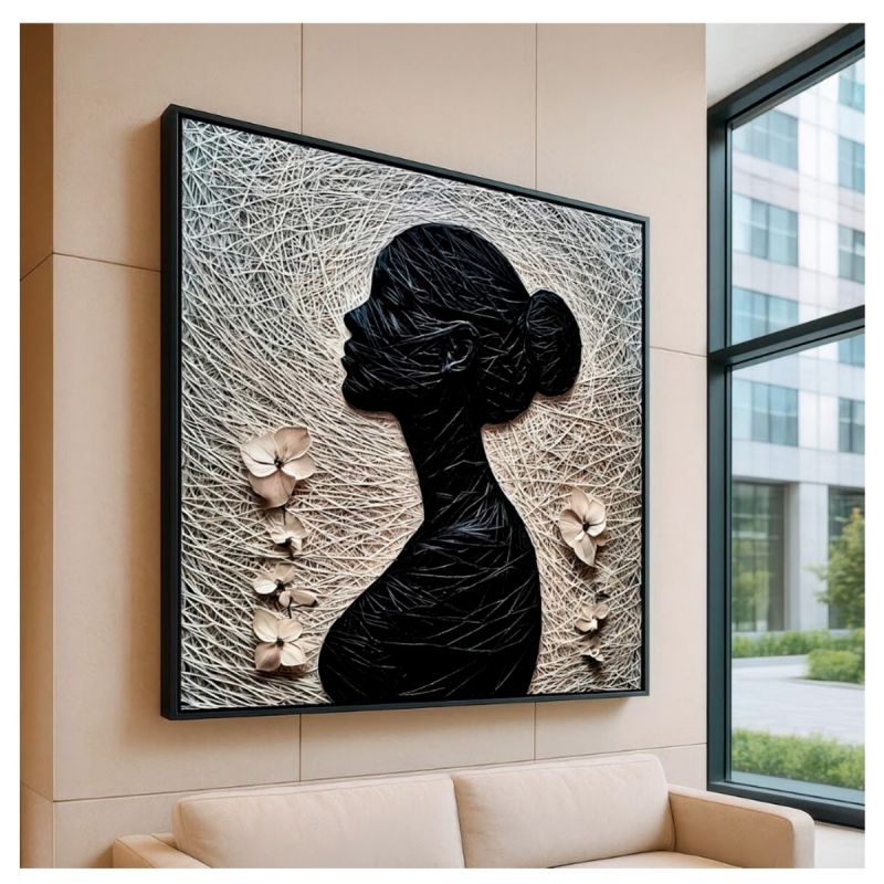 Tableau Décoratif Mural - Silhouette de Femme Africaine - Multicolore