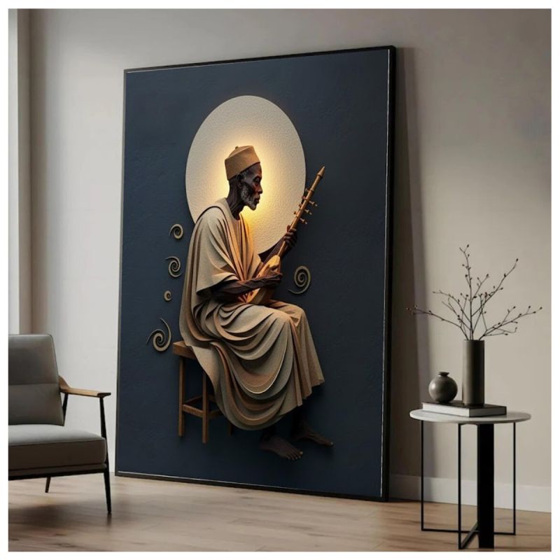 Tableau Décoratif – Musicien africain – Toile Effet 3D Lumineux