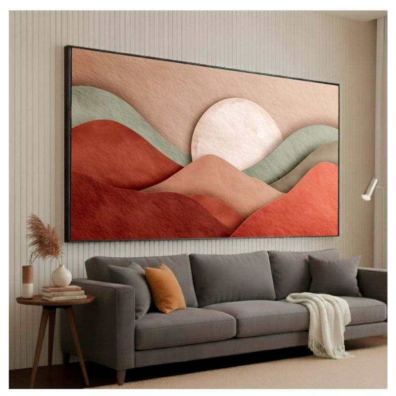 Tableau décoratif – Paysage Abstrait – Toile imprimée effet 3D – Cadre en bois massif