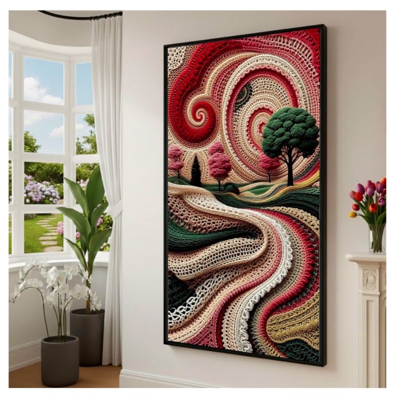 Tableau décoratif – Paysage Artistique – Toile imprimée effet 3D – Cadre en bois massif