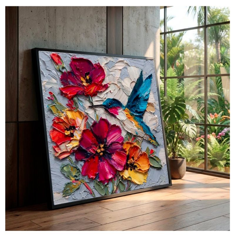 Tableau décoratif – Scène de nature – Toile imprimée effet 3D – Cadre en bois massif
