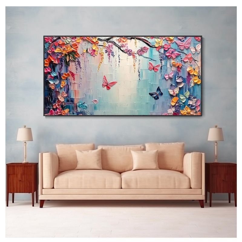 Tableau Decoratif - paysage abstrait papillon - Multicolor
