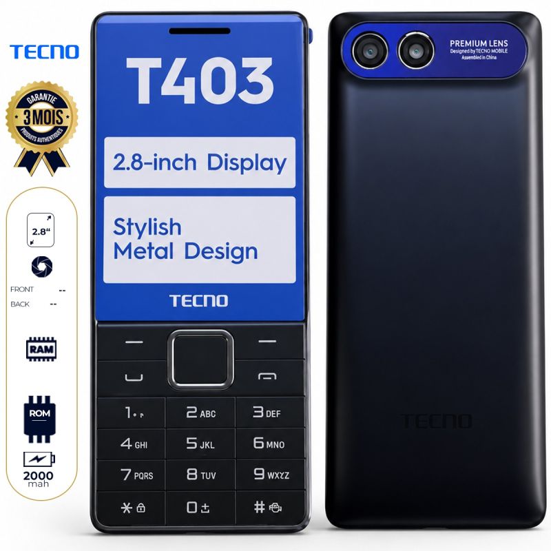 Téléphone portable Tecno T403 - 2,8