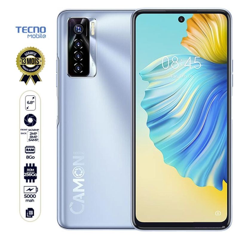Tecno Camon 17 Pro (CG8)- 6.8 pouces - 64+8+2+2MP 4K/48MP - 256/8Go Ram - Dual nano sim - 5000mAh - 13 mois |Glotelho Cameroun