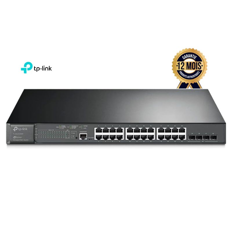 TP-Link JetStream TL-SG3428MP Switch PoE+ – 24 Ports Gigabit + 4 SFP – Budget 384W – L2+ Manageable, Rackable, Compatible Omada SDN – Garantie 12 mois