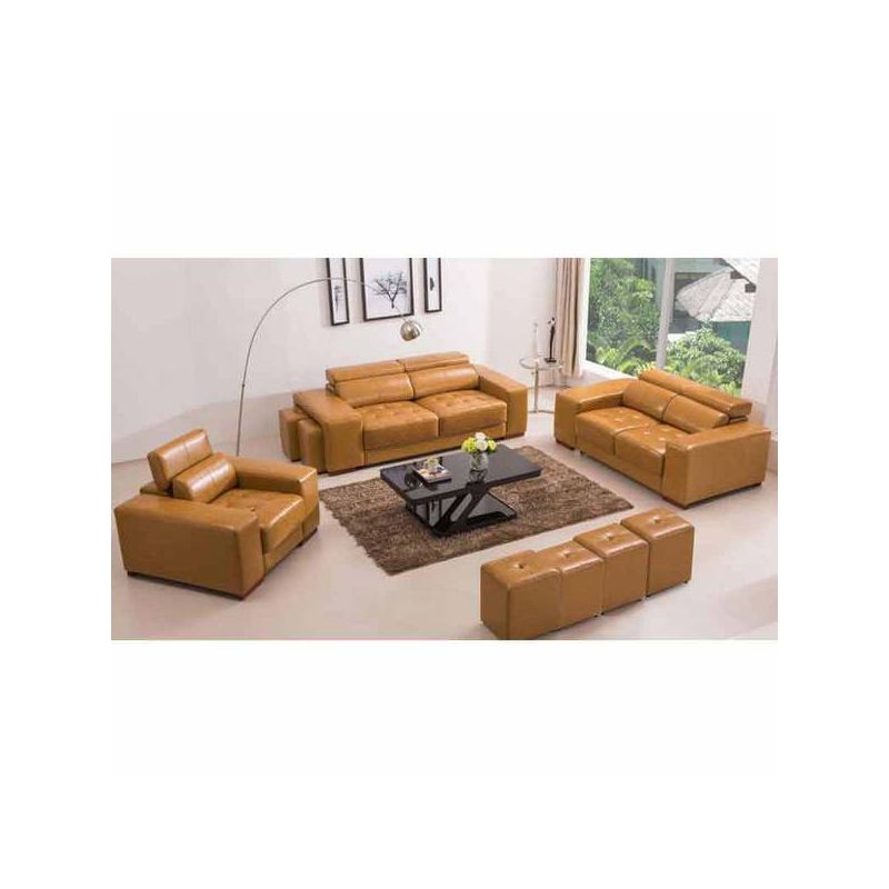 Salon - shakira - Cuir synthétique de haute densité - 6 places - Avec 4 tabourets - Marron/noir/Bleu/Beige - 1 mois|Glotelho
