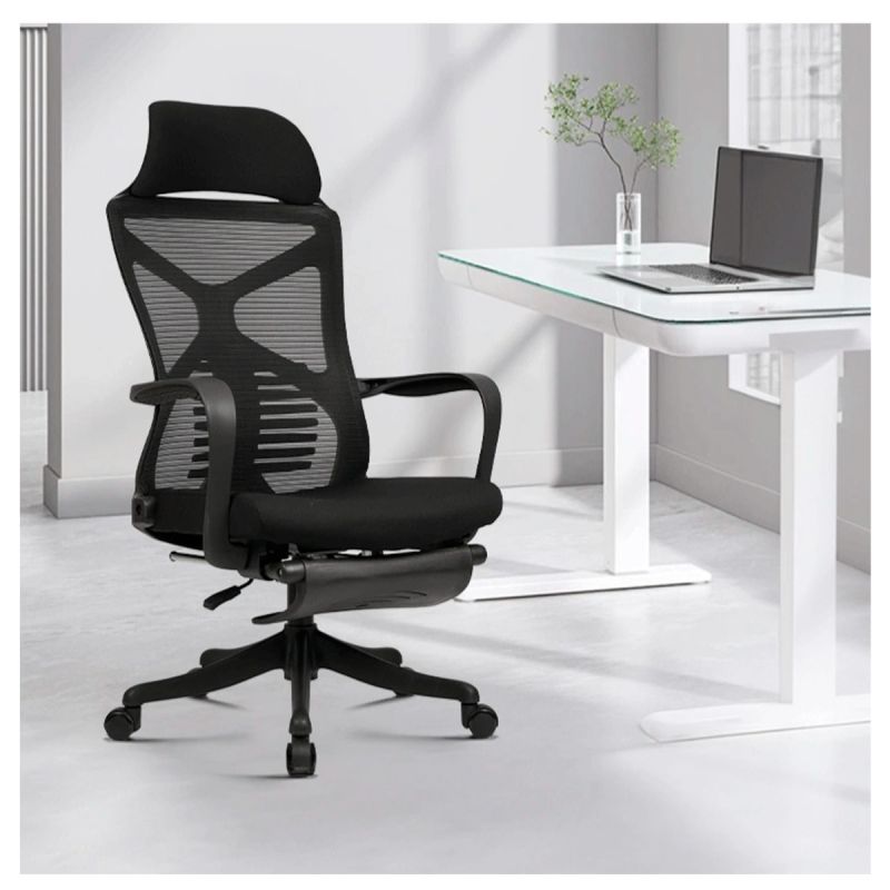 Chaise de Bureau Ergonomique - FD-K269 - avec Repose Pied – Design Inclinable, Dossier en Maille Respirable, ultra Confortable - Noir