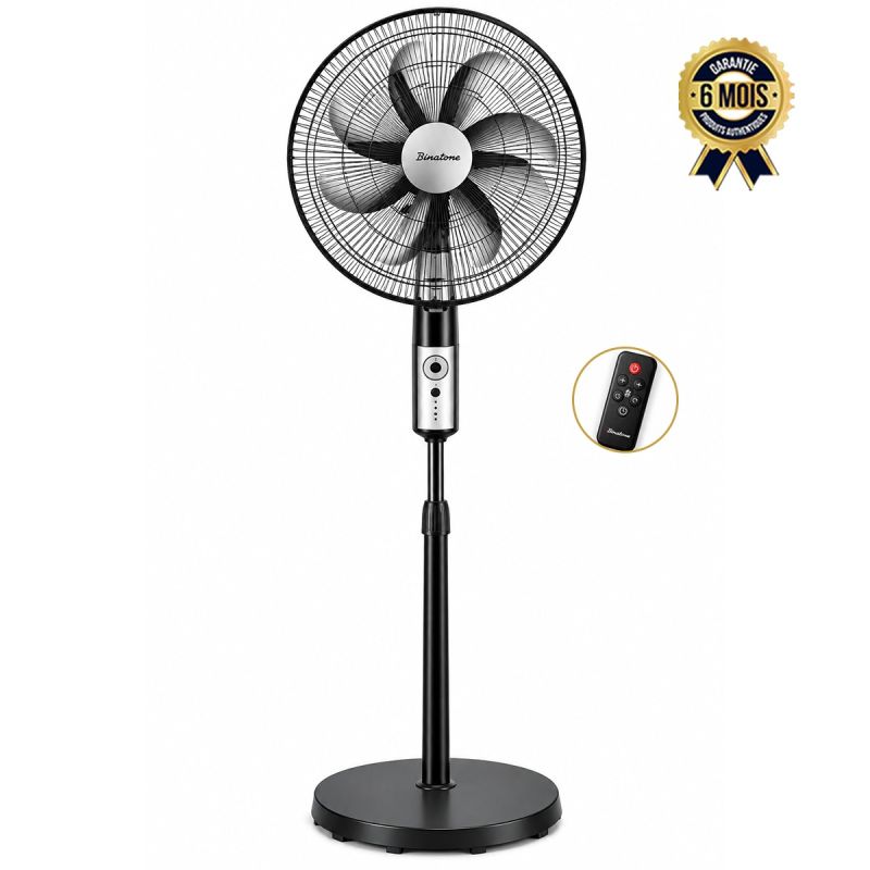 Ventilateur sur Pied Binatone ITAL 1860 – 18 Pouces - 80W - 6 Pales, Télécommande & Minuterie – Noir – Garantie 6 Mois