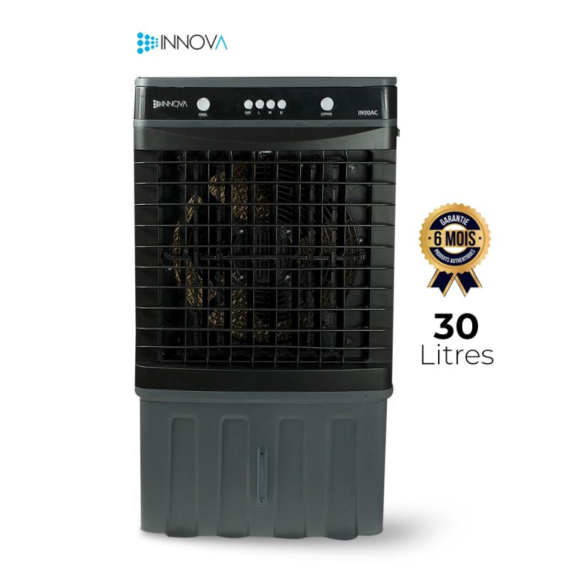 Rafraîchisseur d’Air /  Ventilateur Brumisateur INNOVA IN30AC – Réservoir 30L – Débit d’Air 3500 m³/h – 3 Vitesses – Moteur Cuivre – Noir – Garantie 6 Mois
