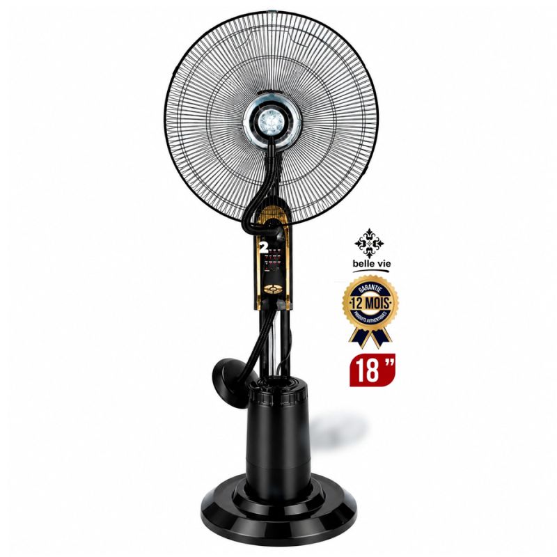 Ventilateur brumisateur sur pied - Belle Vie - LB-FS-A - 18 Pouces, noir, garantie 12 mois, prix Cameroun. 