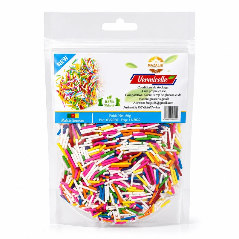 Vermicelles Multicolores - Mazalik - Sachet de 60g, prix Cameroun. 