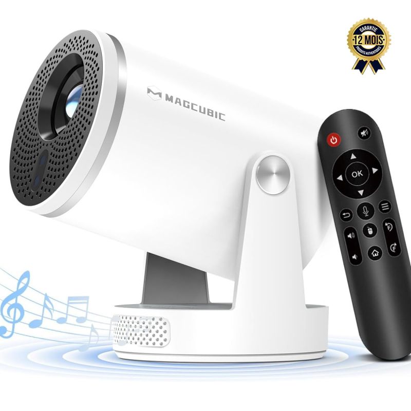 Vidéoprojecteur Portable - Magcubic HY320 Pro – Android 14 – Wi‑Fi 6 – Full HD 1080p – 400 ANSI Lumens - Mise au Point Automatique – Rotation 180° – Télécommande vocale Bluetooth 5.4 – Garantie 6 mois