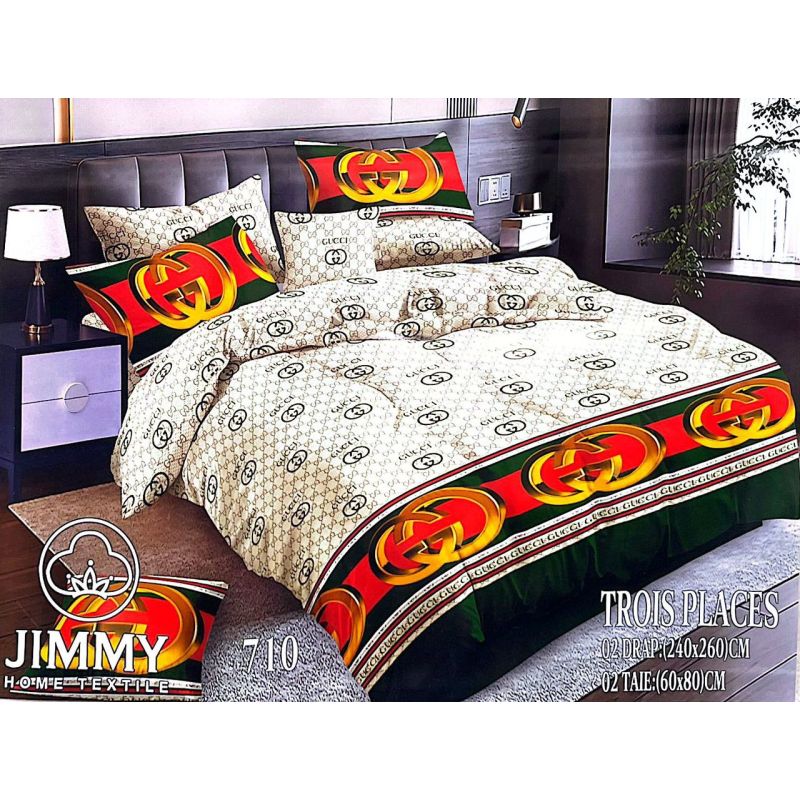 Drap - LV - 240x260 cm - 2 draps - 2  Taies D'oreiller - 3 places - 100% coton | Glotelho Cameroun