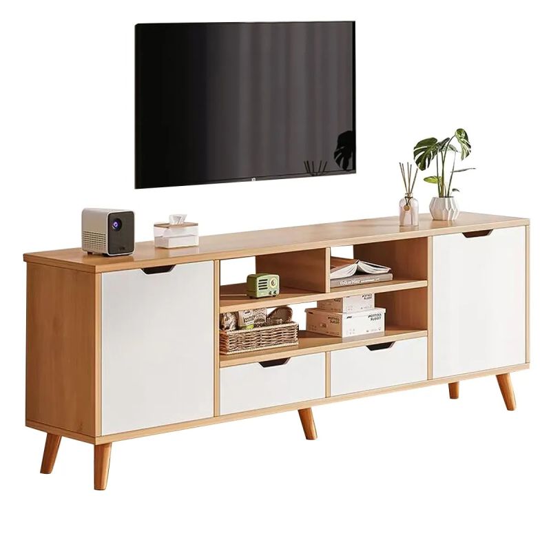 Meuble TV Premium en bois - jusqu'à 65 pouces - 160cm - Finition Chêne Naturel & blanc , prix Cameroun