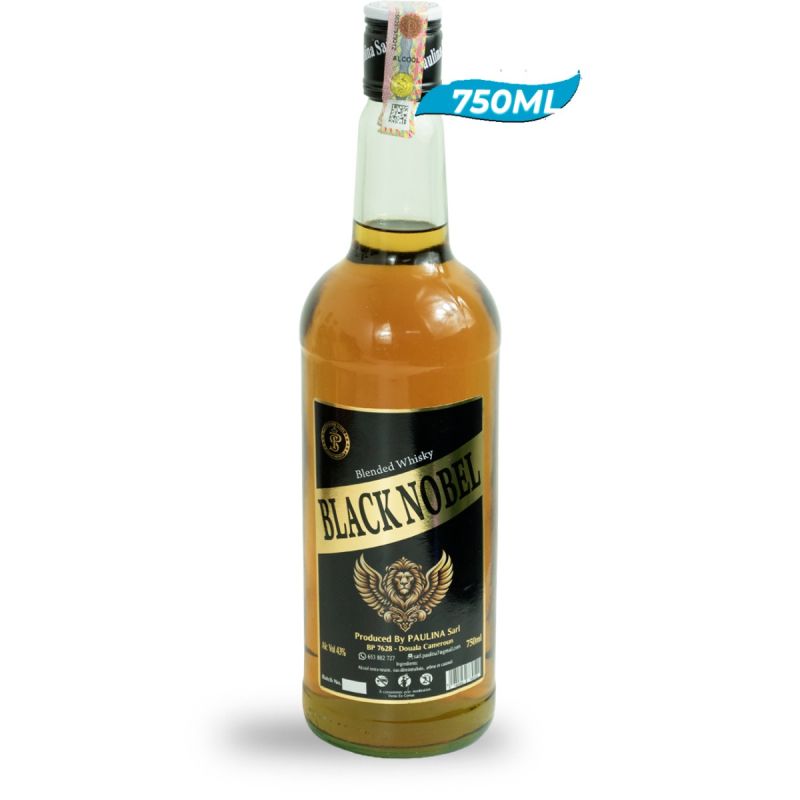 Whisky Blended Black Nobel - 750 ml - 43% Alc. Vol. - Bouteille Premium Noir & Or