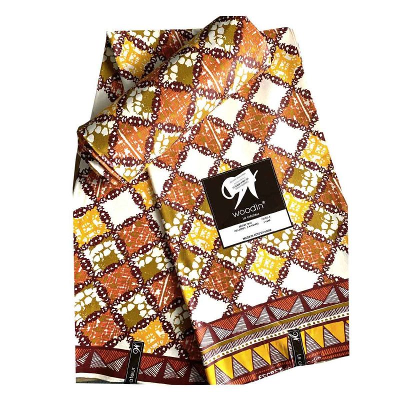 Woodin pagne 100% coton - tissu pagne - 6 yard - orange| Glotelho Cameroun