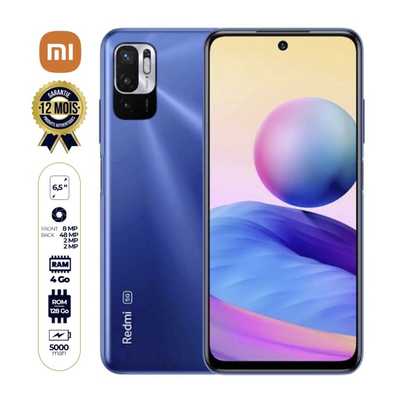 xiaomi redmi note 10 5G - 128Go/4Go CHINA VERSION - 6.5 pouces - 5000 mAh - 48 MP - dual nano sim - 12 mois de garantie|Glotelho Cameroun