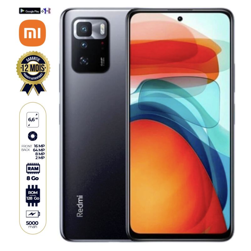 Xiaomi redmi note 10 pro - 5G - 6.6" - 128Go/8Go Ram - 64P+8MP+2MP 4K/16MP - 5000mAh version chinoise - 12 mois de garantie + Play Store | Glotelho  Cameroun