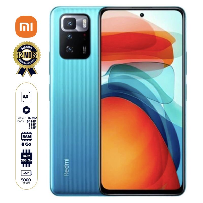 Smartphone Xiaomi Redmi  Note 10 Pro 5G China Version - 256Go/8Go - 6.6" -  64MP 4K -  5000mAh - Garantie 12 mois | Glotelho Cameroun
