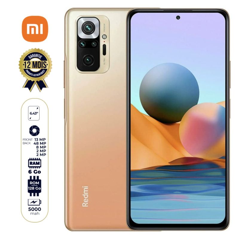 Xiaomi Redmi Note 10 version globale - 6.43 " - 128 Go/6Go RAM - 48MP/13MP - 5000mAh - 12 mois  de garantie  | Glotelho  Cameroun