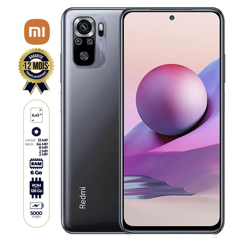 Xiaomi redmi note 10S Version Indienne - 128Go/6Go - 6.43" - 5000mAh - 64MP+8MP+2MP+2MP - 12 mois de garantie |Glotelho Cameroun