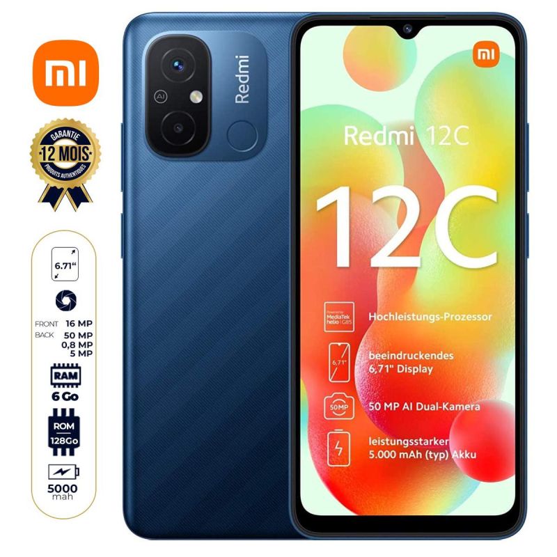 Xiaomi Redmi 12C - Smartphone - 128 Go/6Go RAM - 6.71