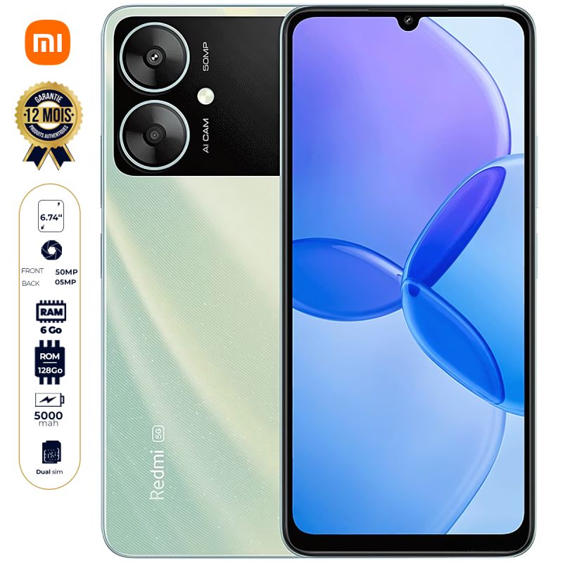 Xiaomi Redmi 13R (Version Chinoise) – 128 Go - 6 Go RAM - Écran 6.74" - Double SIM Nano - 50 MP / 5 MP - 5000 mAh - Garantie 12 mois
