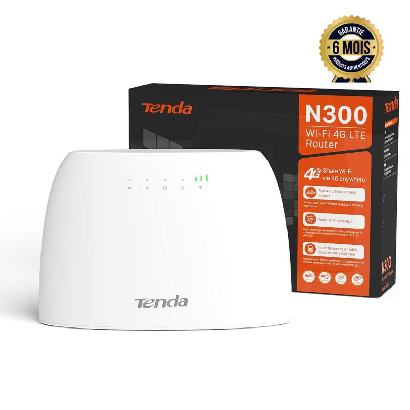 Achat Routeur Wi-Fi 4G LTE - Tenda 4G03 - Modem N300 - Compatible tout réseau - 300 Mbit/s - Jusqu'à 32 appareils | Glotelho Cameroun