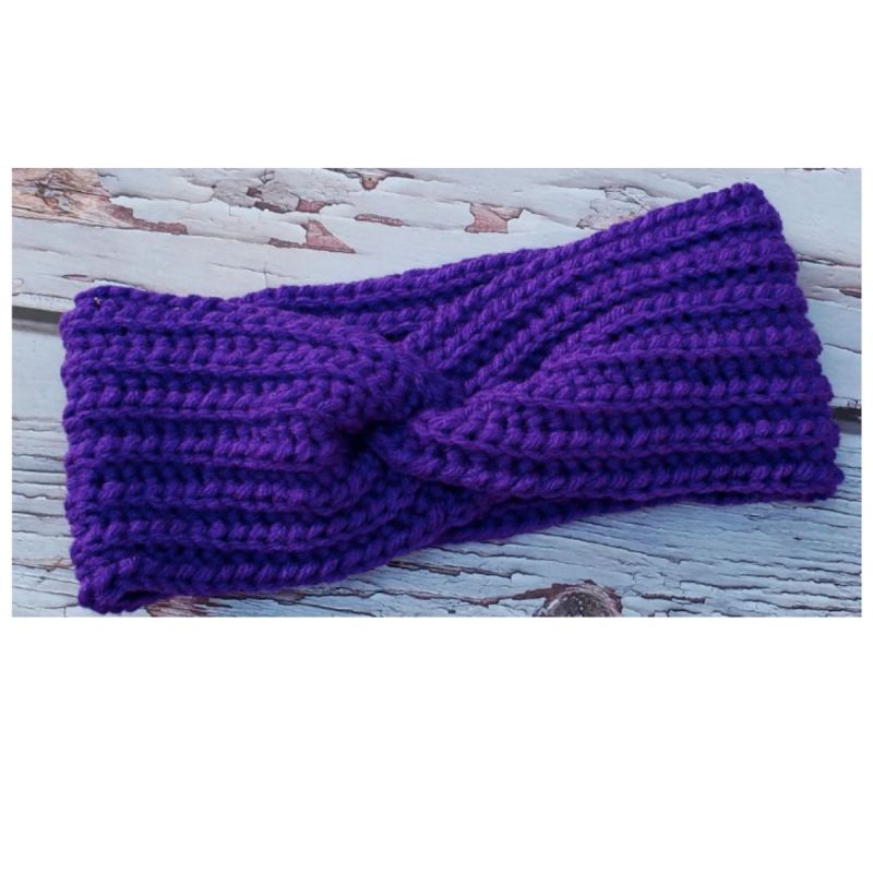 Bandeau Bohème violet torsadé en coton – Enfants et adultes - Personnalisable sur commande 2- 4 jours