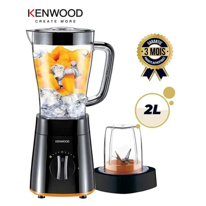 Blender Smoothie Maker - KENWOOD - BLP15.150BK - 2L + 1 Bol - 500W - Noir - 03 mois| Glotelho Cameroun