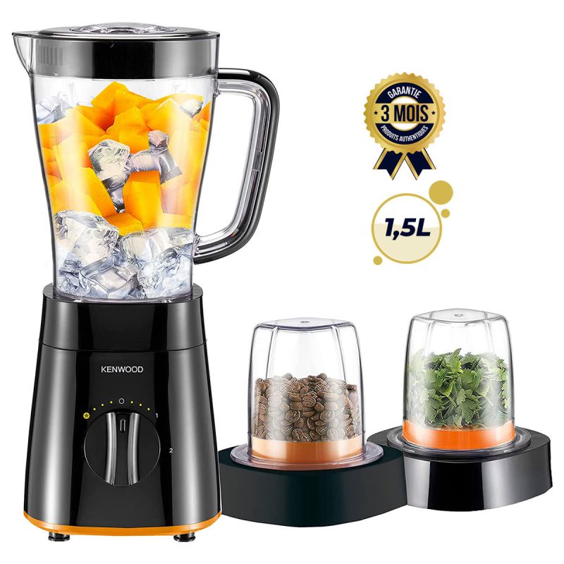 Blender prix en fcfa - Kenwood BLP15.360BK - 500 W - 1,5 litre - 2 Bols (Broyeur à Grains et Hachoir) | Glotelho Cameroun