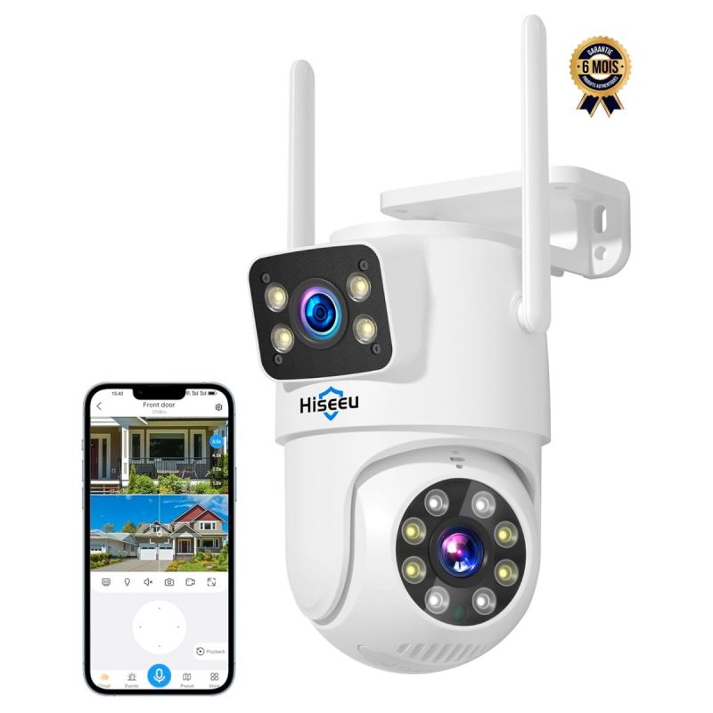 Caméra Hiseeu WS03 Double Objectif - WiFi 5G/2.4G - PTZ Extérieure IP65 - Vision Nocturne 18 m - Garantie 6 mois