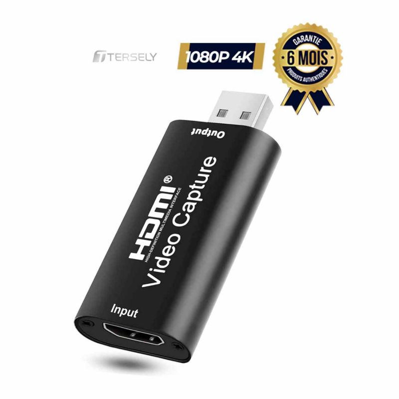 Carte de capture vidéo – T Tersely – HDMI 4K@30Hz – USB – 1080P@30Hz – Compatible PC/Mac/Android - Garantie 6 mois