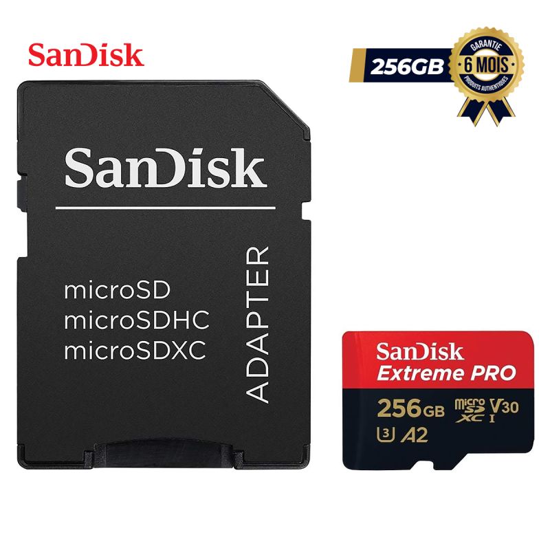 Carte mémoire - SanDisk Extreme PRO - MicroSDXC™ - 256 Go au prix Cameroun